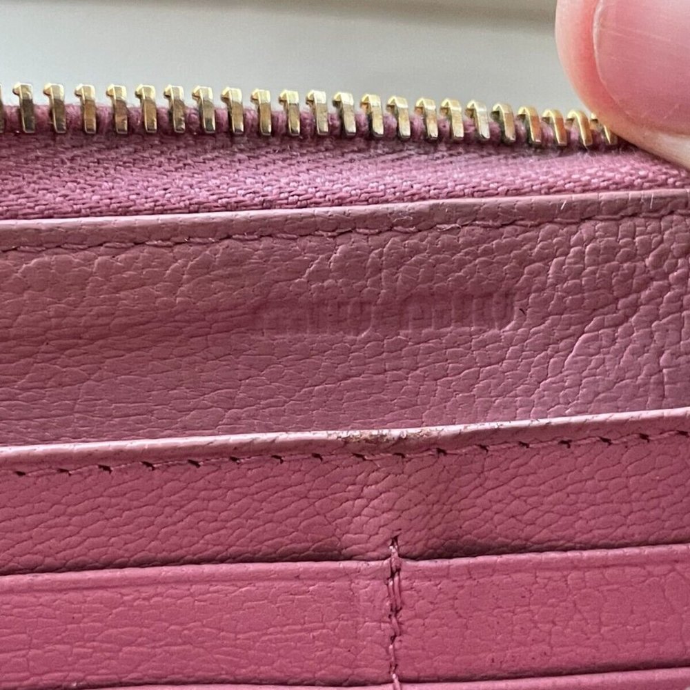 Miu Miu Women Wallet Pink Leather Clutch Wristlet Card Holder Purse Zip Around - Picture 9 of 11